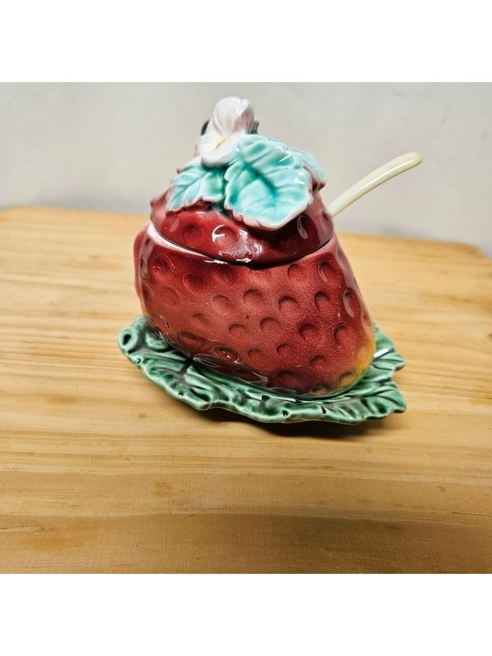 Vintage 50s/60s Ceramic Strawberry Jam or Condiment Dish with Lid